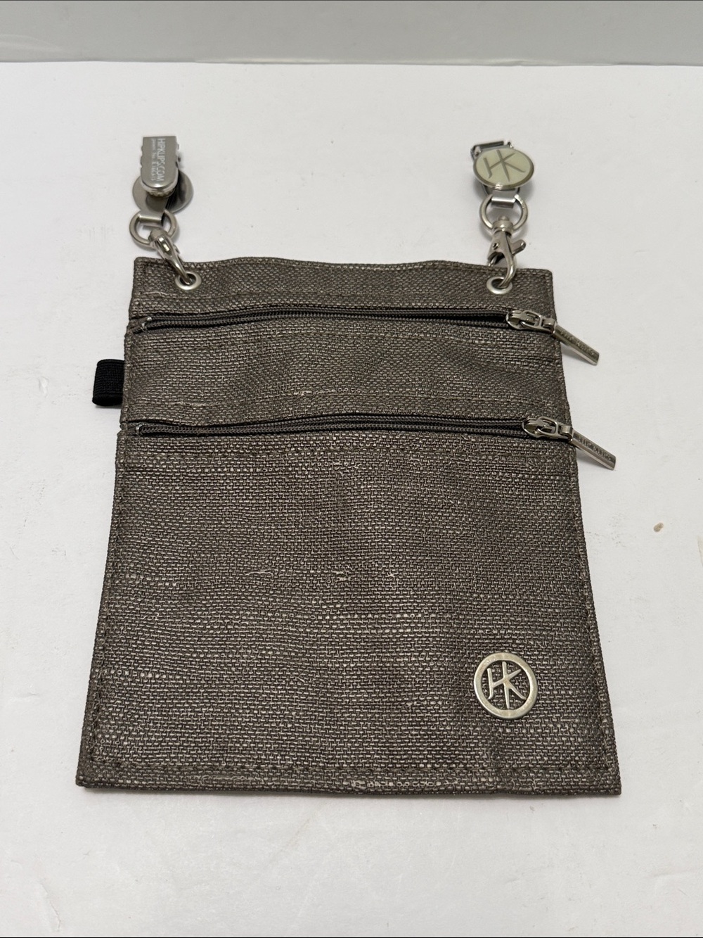 Women’s Metallic Gray Hip Klips Pouch with Dual Zippers
